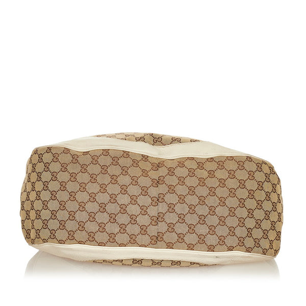 グッチ GGキャンバス ショルダーバッグ 203504 ベージュ ホワイト キャンバス レザー レディース GUCCI 【中古】