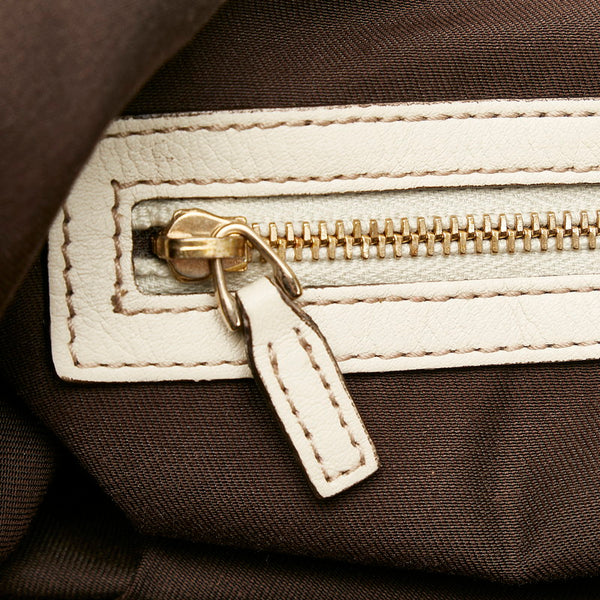 グッチ GGキャンバス ショルダーバッグ 203504 ベージュ ホワイト キャンバス レザー レディース GUCCI 【中古】