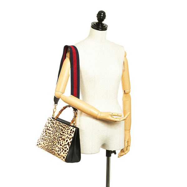 グッチ バンブー ニムフェア 459076 マルチ ハラコ レザー ハンドバッグ ショルダーバッグ 2WAY レディース GUCCI 【中古】