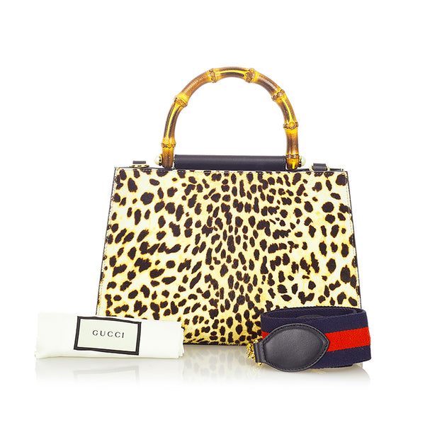 グッチ バンブー ニムフェア 459076 マルチ ハラコ レザー ハンドバッグ ショルダーバッグ 2WAY レディース GUCCI 【中古】