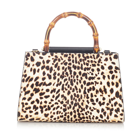 グッチ バンブー ニムフェア 459076 マルチ ハラコ レザー ハンドバッグ ショルダーバッグ 2WAY レディース GUCCI 【中古】