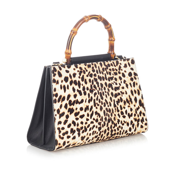 グッチ バンブー ニムフェア 459076 マルチ ハラコ レザー ハンドバッグ ショルダーバッグ 2WAY レディース GUCCI 【中古】