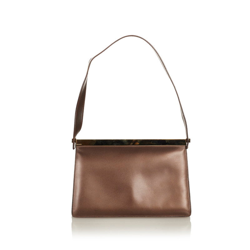 グッチ 001・2058 ブラウン レザー ショルダーバッグ レディース GUCCI 【中古】