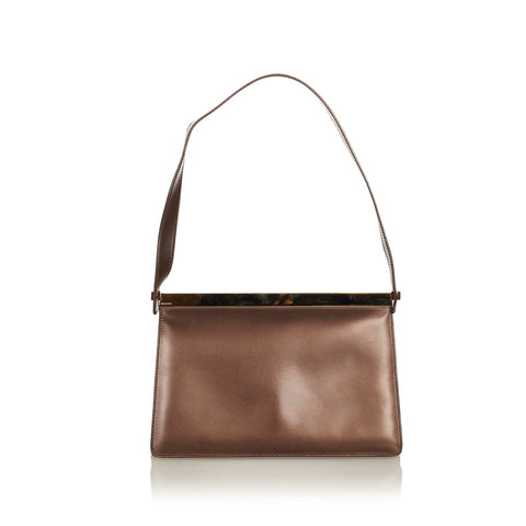 グッチ 001・2058 ブラウン レザー ショルダーバッグ レディース GUCCI 【中古】