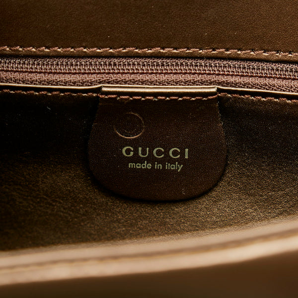 グッチ 001・2058 ブラウン レザー ショルダーバッグ レディース GUCCI 【中古】