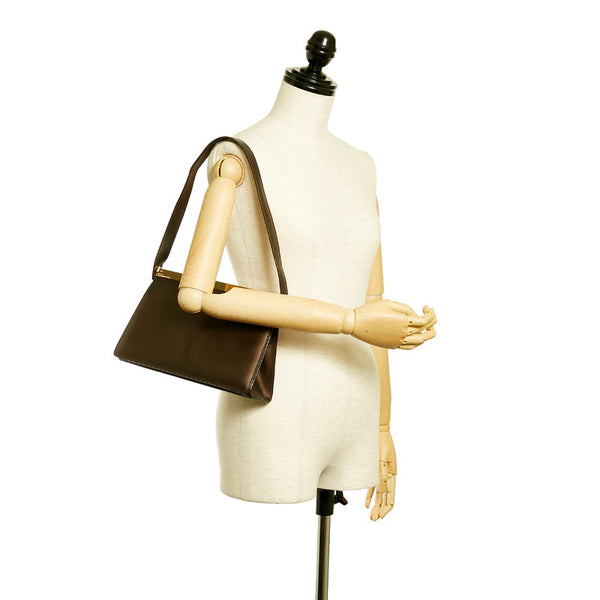 グッチ 001・2058 ブラウン レザー ショルダーバッグ レディース GUCCI 【中古】