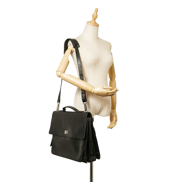 グッチ ビジネスバッグ ショルダーバッグ 2WAY 015 3401 ブラック レザー メンズ GUCCI 【中古】