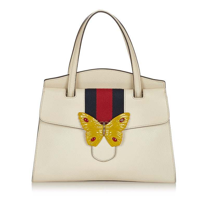 グッチ トーテム バタフライ  ハンドバッグ ショルダーバッグ 2WAY 505344 ホワイト レザー レディース GUCCI 【中古】