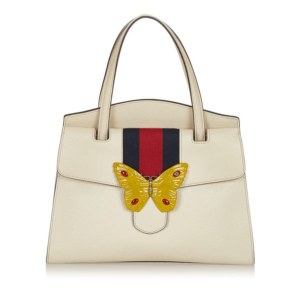 グッチ トーテム バタフライ  ハンドバッグ ショルダーバッグ 2WAY 505344 ホワイト レザー レディース GUCCI 【中古】