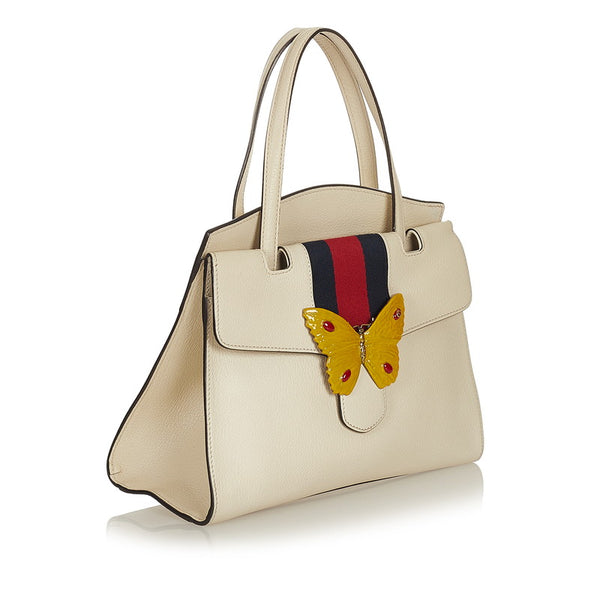 グッチ トーテム バタフライ  ハンドバッグ ショルダーバッグ 2WAY 505344 ホワイト レザー レディース GUCCI 【中古】