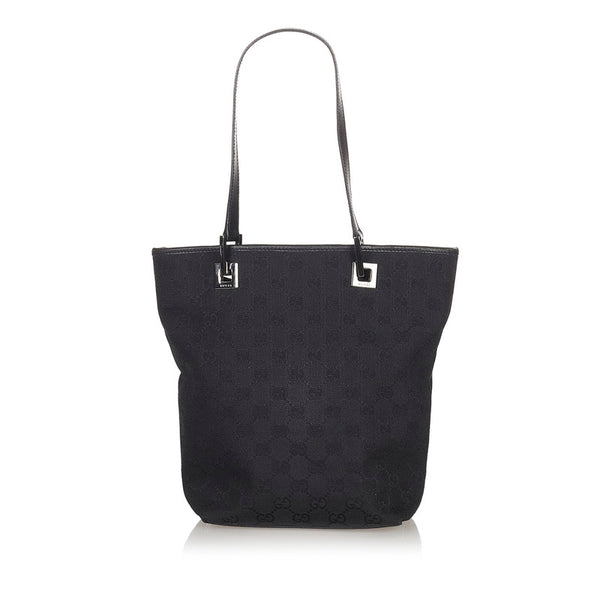 グッチ GGキャンバス 31244 ブラック キャンバス レザー トートバッグ レディース GUCCI 【中古】