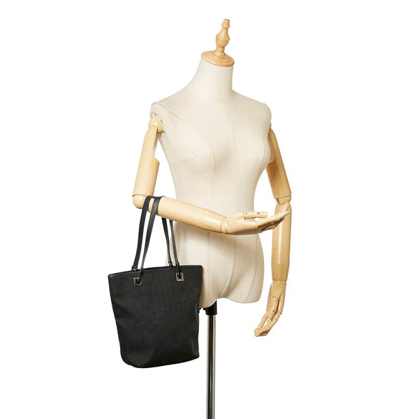 グッチ GGキャンバス 31244 ブラック キャンバス レザー トートバッグ レディース GUCCI 【中古】