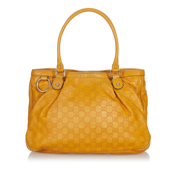 グッチ グッチシマ 296835 オレンジ イエロー レザー トートバッグ レディース GUCCI 【中古】