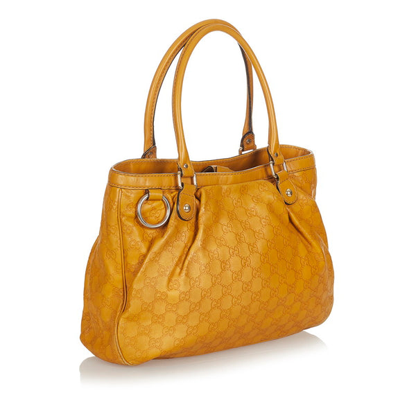 グッチ グッチシマ 296835 オレンジ イエロー レザー トートバッグ レディース GUCCI 【中古】