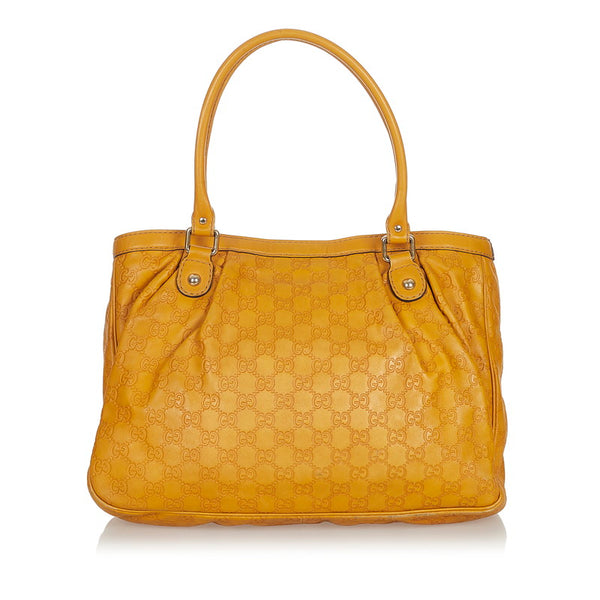 グッチ グッチシマ 296835 オレンジ イエロー レザー トートバッグ レディース GUCCI 【中古】