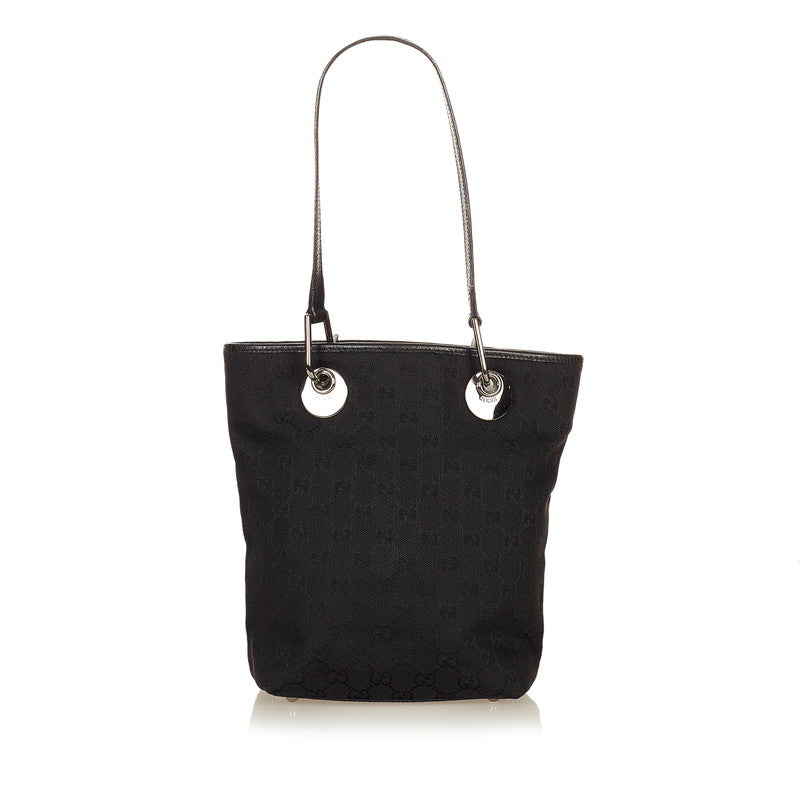 グッチ GGキャンバス 120840 ブラック キャンバス レザー ショルダーバッグ レディース GUCCI 【中古】