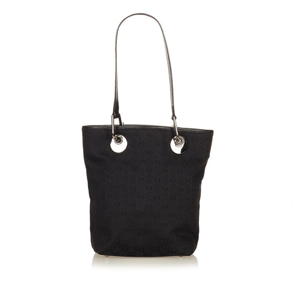 グッチ GGキャンバス 120840 ブラック キャンバス レザー ショルダーバッグ レディース GUCCI 【中古】