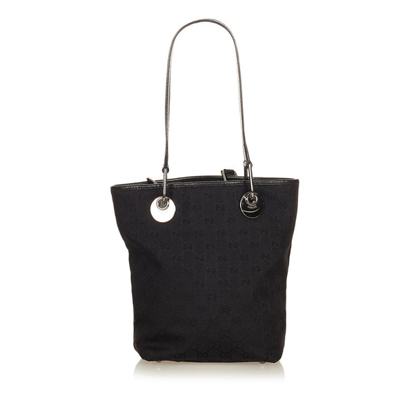 グッチ GGキャンバス 120840 ブラック キャンバス レザー ショルダーバッグ レディース GUCCI 【中古】