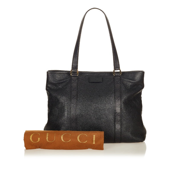 グッチ グッチシマ  257304 ブラック レザー トートバッグ メンズ GUCCI 【中古】