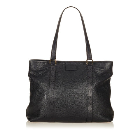 グッチ グッチシマ  257304 ブラック レザー トートバッグ メンズ GUCCI 【中古】