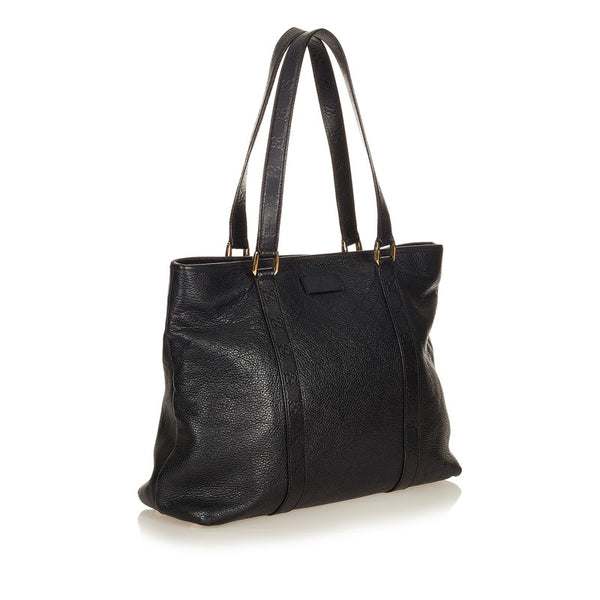 グッチ グッチシマ  257304 ブラック レザー トートバッグ メンズ GUCCI 【中古】