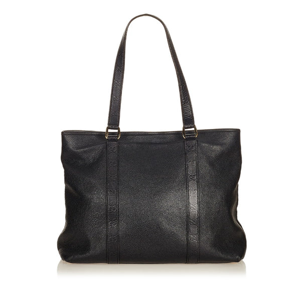 グッチ グッチシマ  257304 ブラック レザー トートバッグ メンズ GUCCI 【中古】