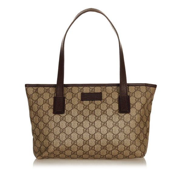 グッチ GGスプリーム  181086 ベージュ PVC レザー ハンドバッグ レディース GUCCI 【中古】