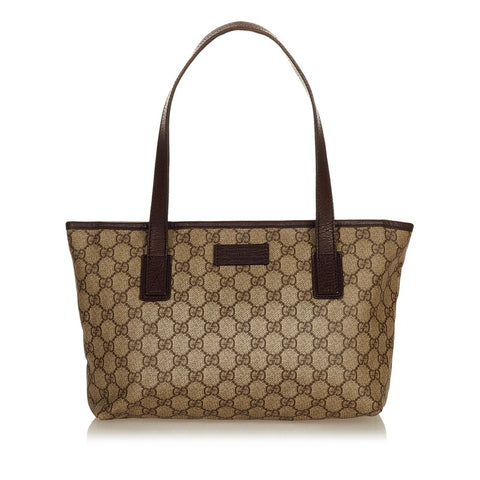 グッチ GGスプリーム  181086 ベージュ PVC レザー ハンドバッグ レディース GUCCI 【中古】