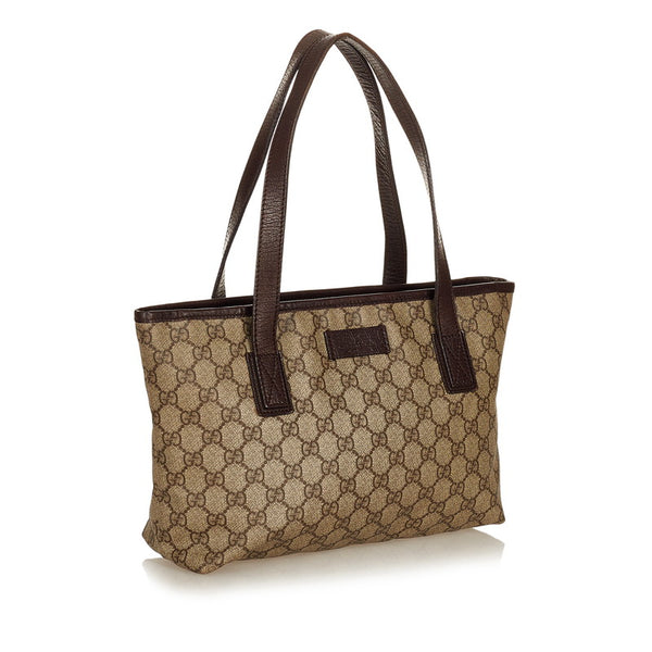 グッチ GGスプリーム  181086 ベージュ PVC レザー ハンドバッグ レディース GUCCI 【中古】