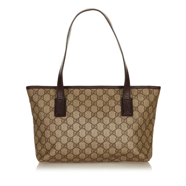 グッチ GGスプリーム  181086 ベージュ PVC レザー ハンドバッグ レディース GUCCI 【中古】