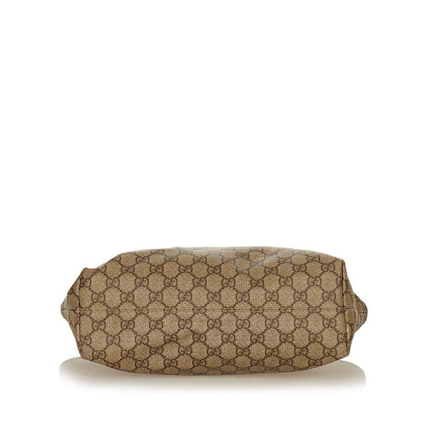 グッチ GGスプリーム  181086 ベージュ PVC レザー ハンドバッグ レディース GUCCI 【中古】