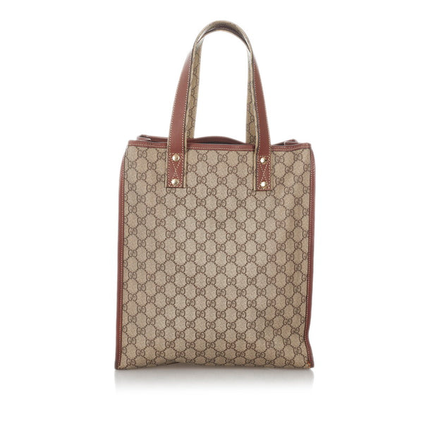 グッチ GGスプリーム シェリー 211135 ベージュ ブラウン PVC レザー トートバッグ レディース GUCCI 【中古】