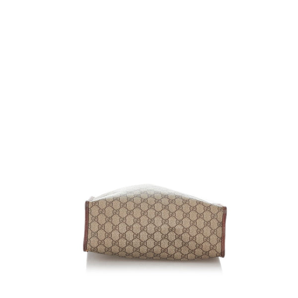 グッチ GGスプリーム シェリー 211135 ベージュ ブラウン PVC レザー トートバッグ レディース GUCCI 【中古】