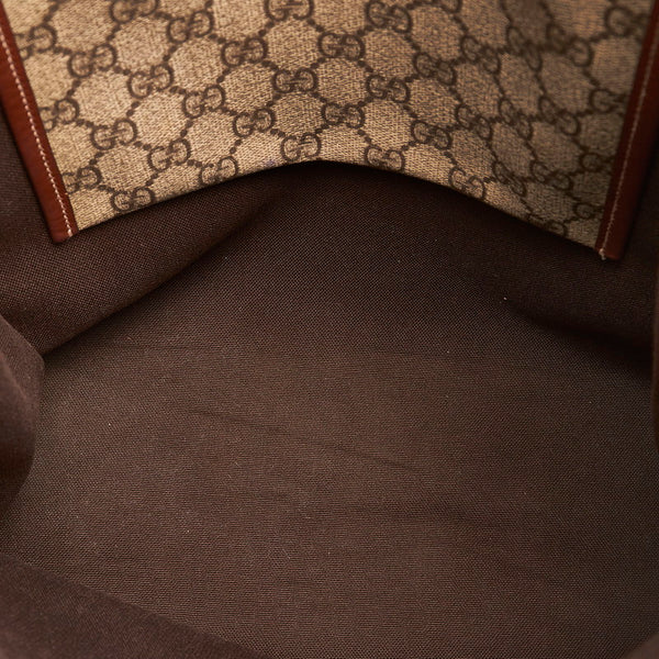 グッチ GGスプリーム シェリー 211135 ベージュ ブラウン PVC レザー トートバッグ レディース GUCCI 【中古】