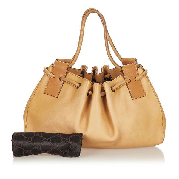 グッチ 101290 ベージュ レザー トートバッグ レディース GUCCI 【中古】