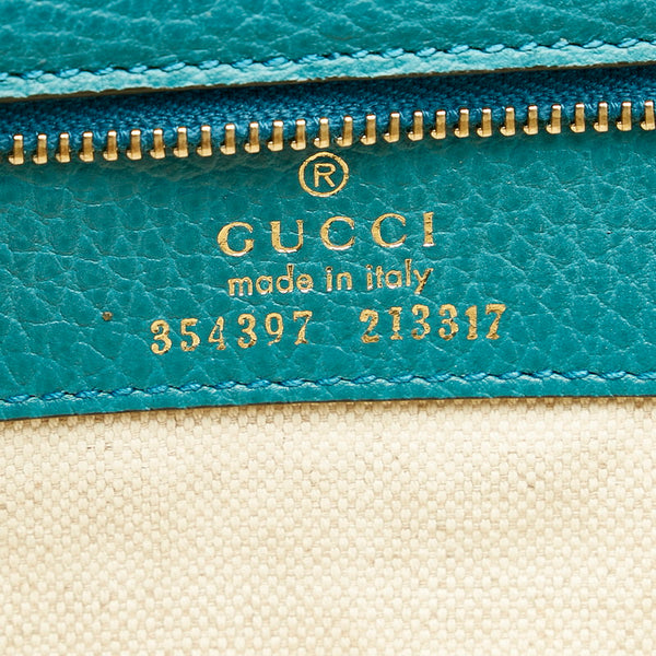 グッチ スウィング 354397 ネイビー レザー トートバッグ レディース GUCCI 【中古】