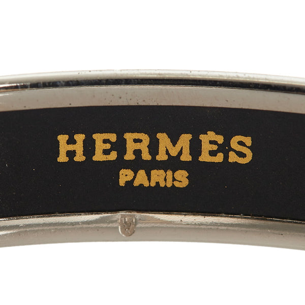 エルメス ワインレッド シルバー メタル エマイユ バングル レディース HERMES 【中古】