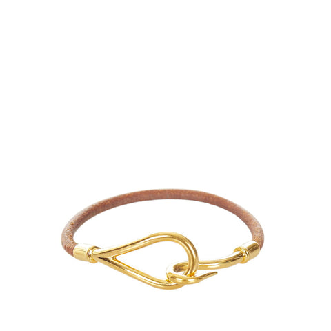 エルメス ブラウン ゴールド レザー メッキ ジャンボ ブレスレット レディース HERMES 【中古】