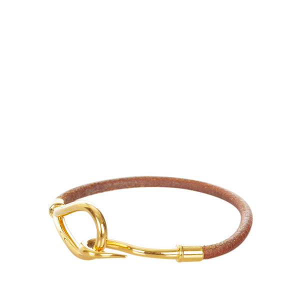 エルメス ブラウン ゴールド レザー メッキ ジャンボ ブレスレット レディース HERMES 【中古】