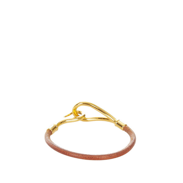 エルメス ブラウン ゴールド レザー メッキ ジャンボ ブレスレット レディース HERMES 【中古】