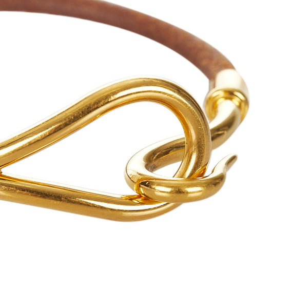 エルメス ブラウン ゴールド レザー メッキ ジャンボ ブレスレット レディース HERMES 【中古】