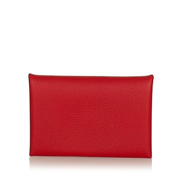 エルメス カルヴィ レッド ヴォーエプソン カードケース レディース HERMES Y刻印 【中古】