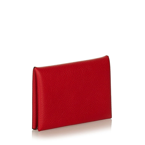 エルメス カルヴィ レッド ヴォーエプソン カードケース レディース HERMES Y刻印 【中古】