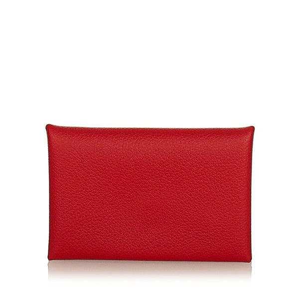 エルメス カルヴィ レッド ヴォーエプソン カードケース レディース HERMES Y刻印 【中古】