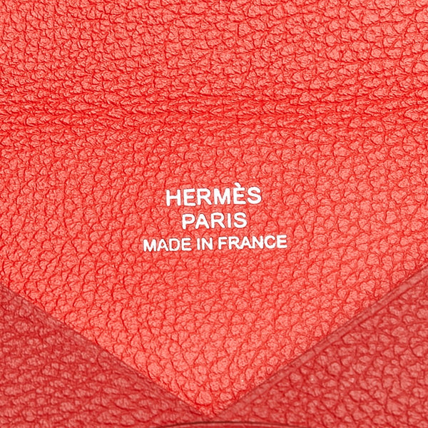 エルメス カルヴィ レッド ヴォーエプソン カードケース レディース HERMES Y刻印 【中古】