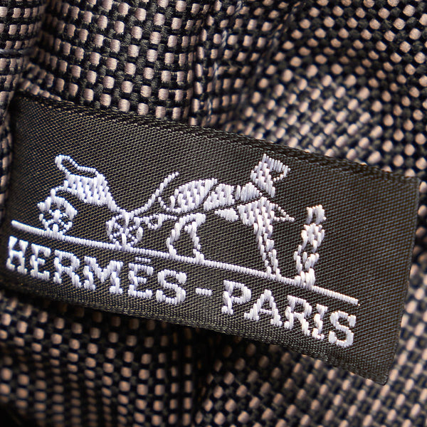 エルメス エールライン グレー ブラック キャンバス ハンドバッグ レディース HERMES 【中古】