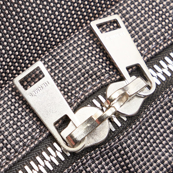 エルメス エールライン グレー ブラック キャンバス ハンドバッグ レディース HERMES 【中古】