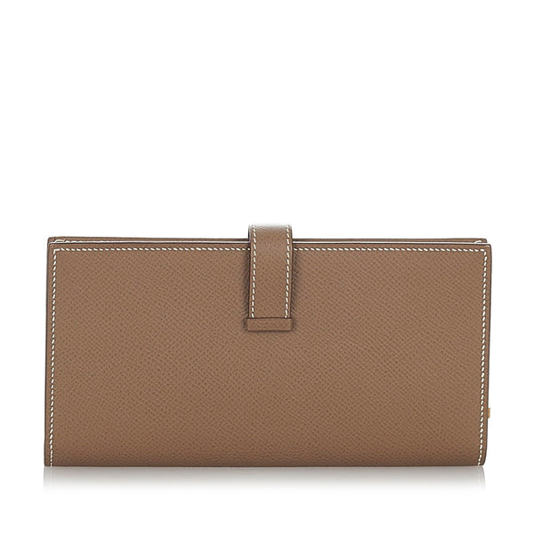 エルメス ベアンスフレ 長財布 ベージュ レザー レディース HERMES 【中古】