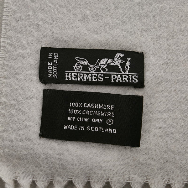 エルメス ライトブルー カシミヤ マフラー レディース HERMES 【中古】