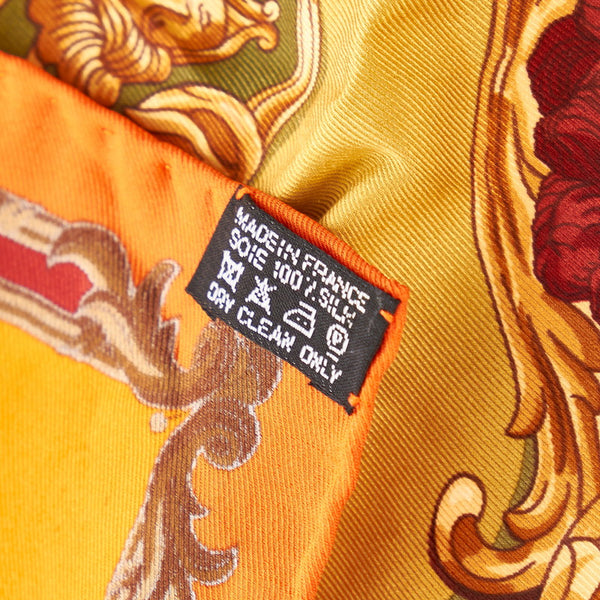 エルメス カレ GRAND CARROSSE povr vn AMBASSADEVR 大使の偉大な運送 オレンジ シルク スカーフ レディース HERMES 【中古】